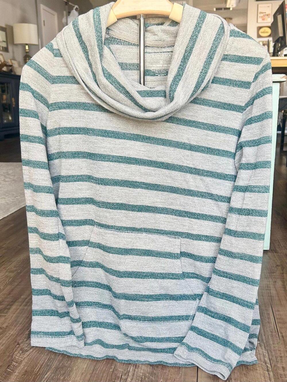 Sonoma Grey and Green Cowl Neck Sweater/Blouse for Women in Size Medium